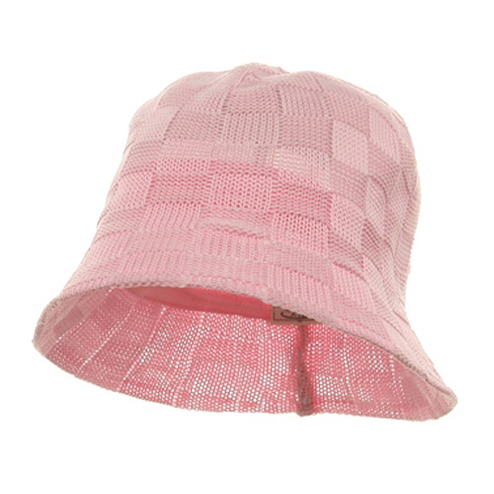 Mesh Checker Bucket Hats - Pink OSFM