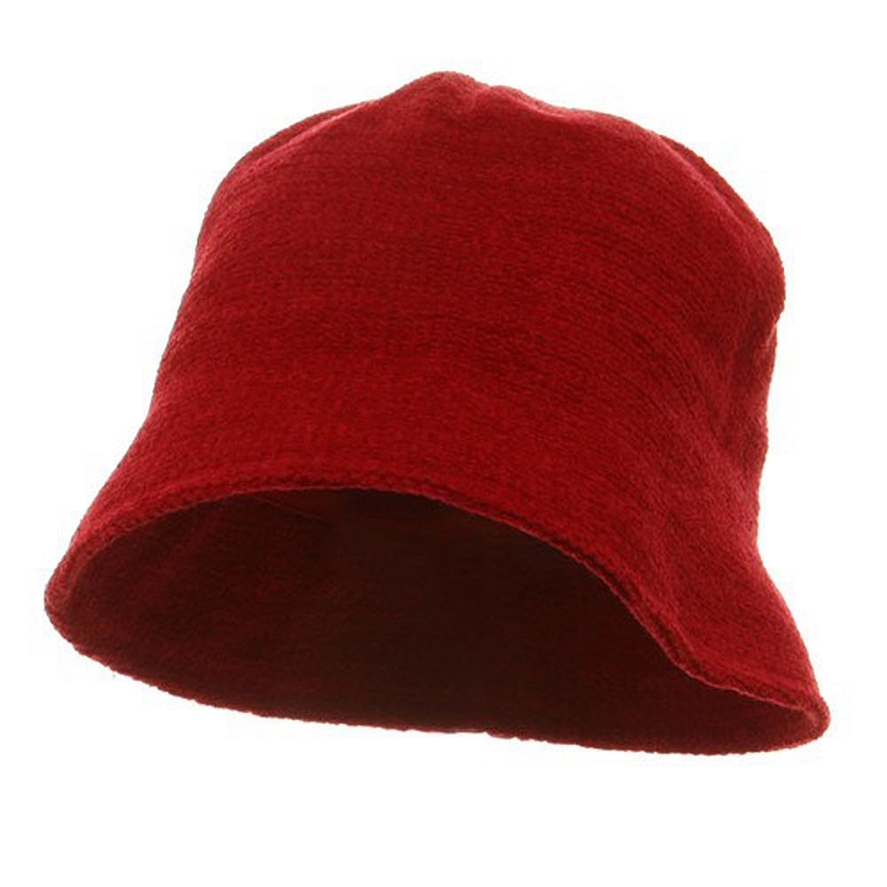 Plain Chenille Bucket Hats - Red OSFM