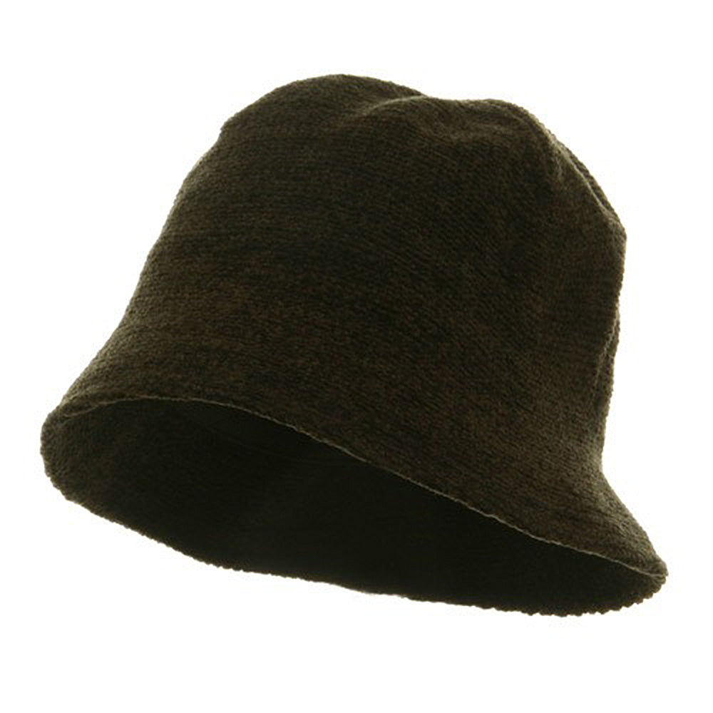 Plain Chenille Bucket Hats - Olive OSFM