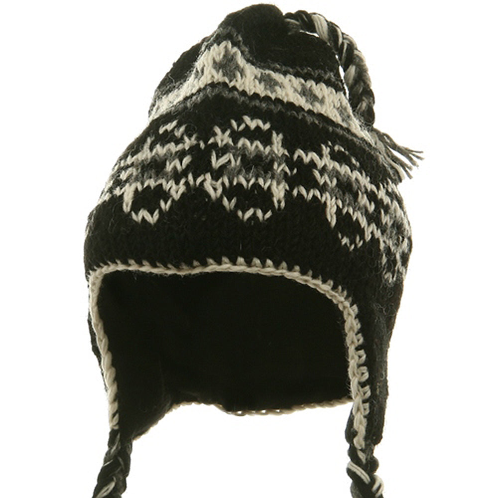 Ring Jacquard Knitting Beanie - Black OSFM