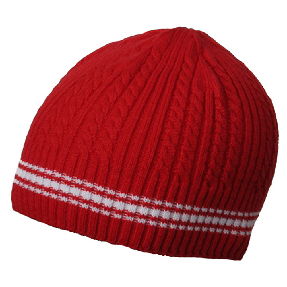 New Cable Beanie - Red OSFM