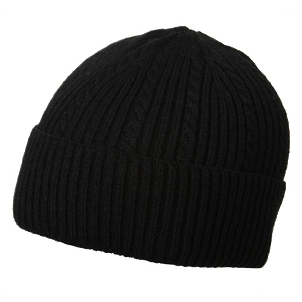 New Cable Cuff Beanie - Black OSFM