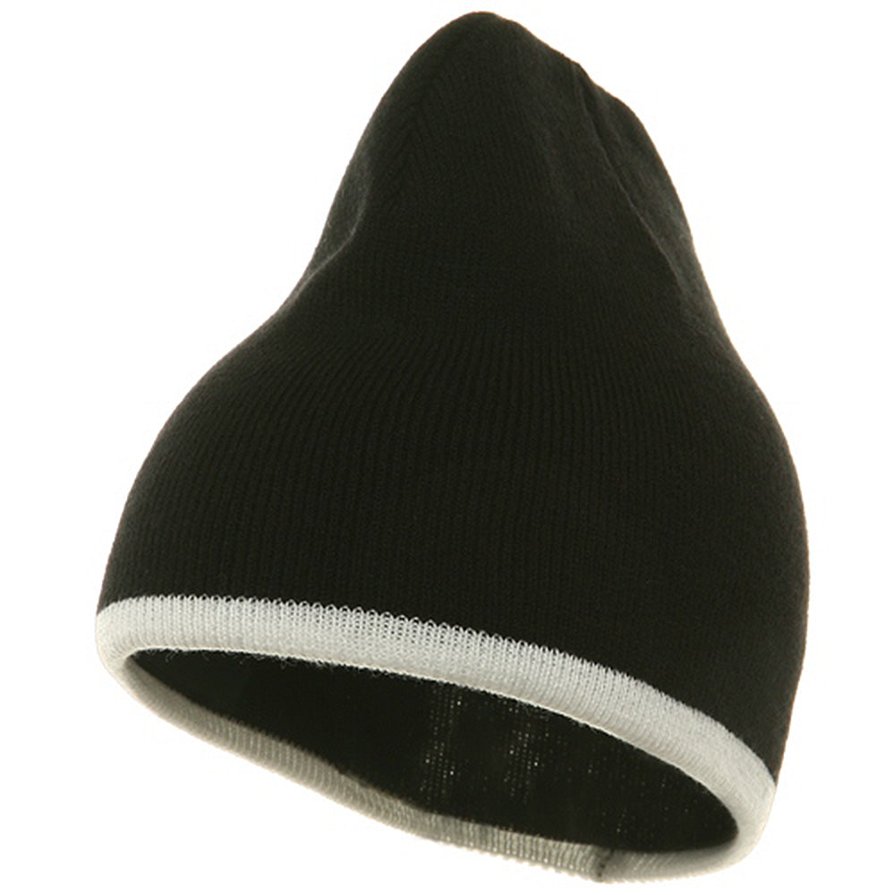 Short Trim Beanie - Black White OSFM