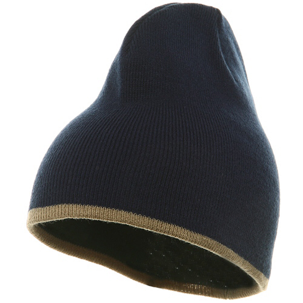 Short Trim Beanie - Navy Khaki OSFM