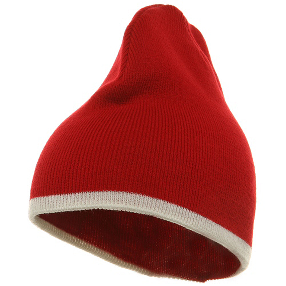 Short Trim Beanie - Red White OSFM