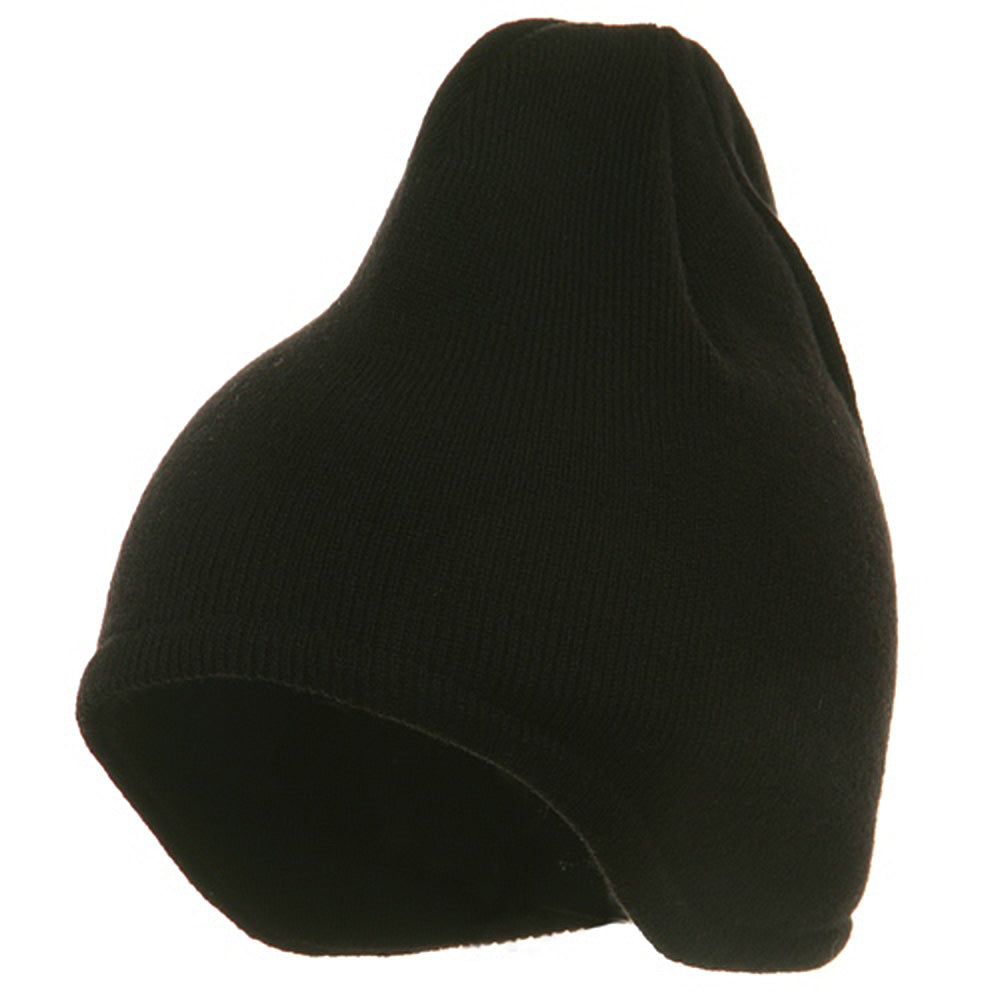 Acrylic Fleece Knit Beanies - Black OSFM