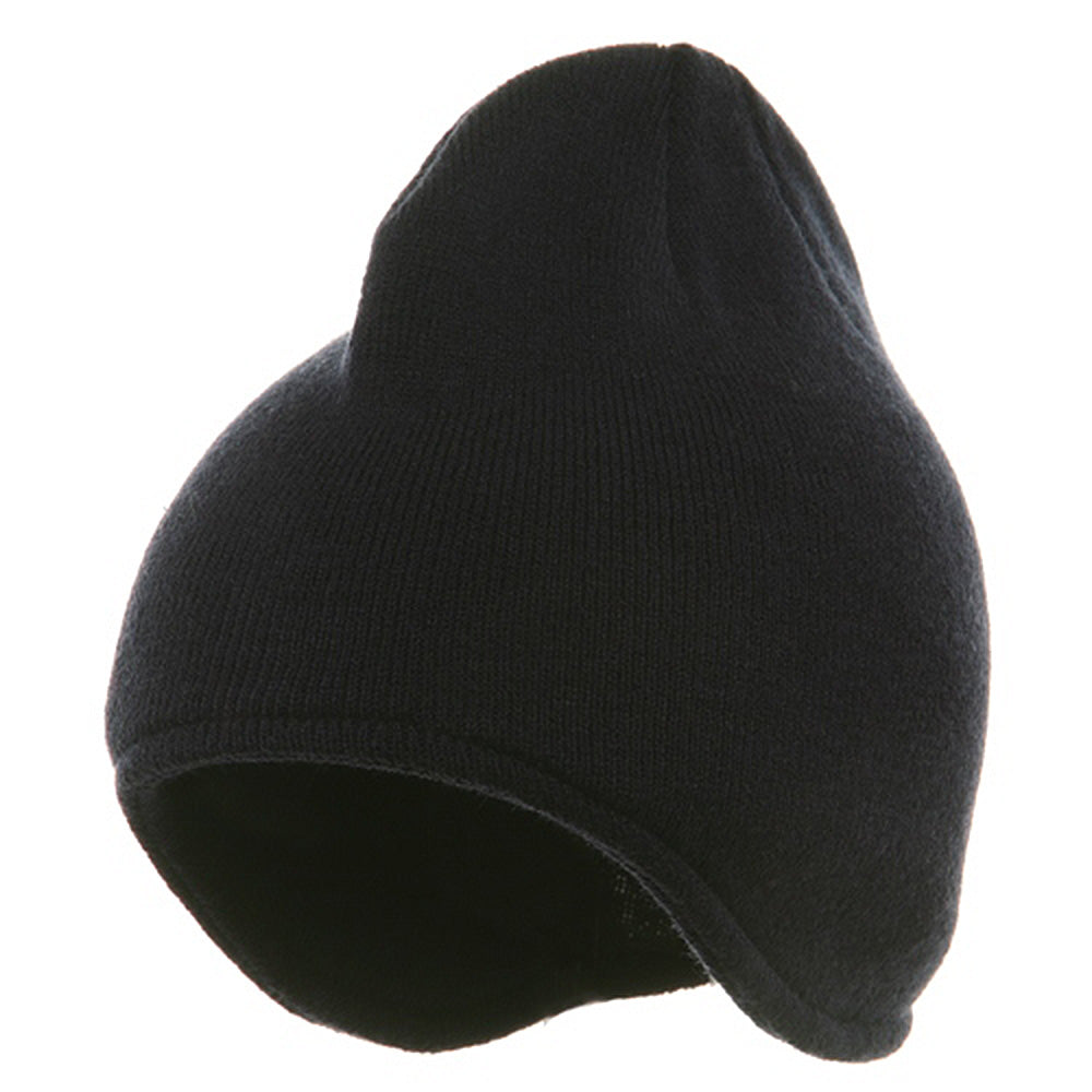 Acrylic Fleece Knit Beanies - Navy OSFM