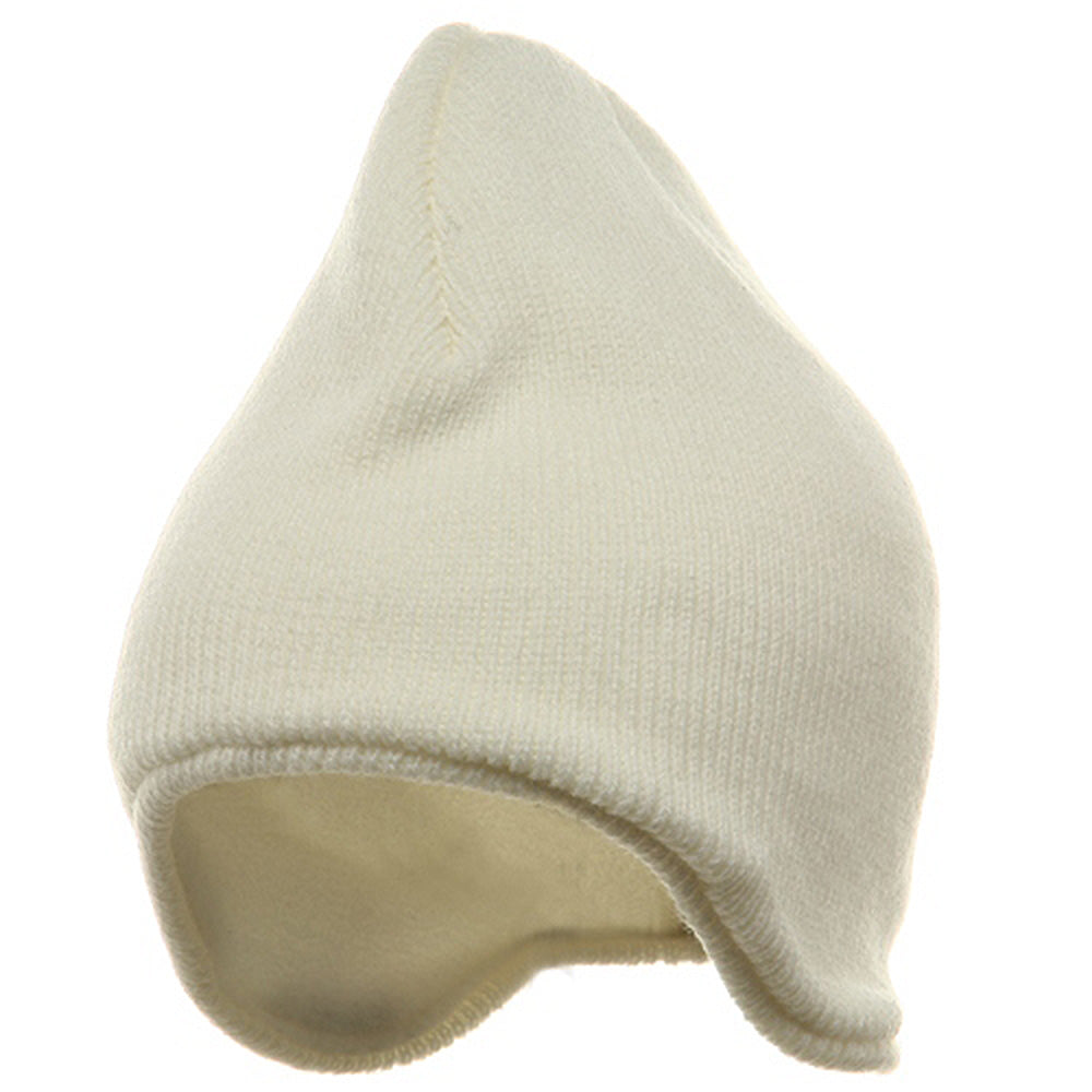 Acrylic Solid Knit Beanies - White OSFM