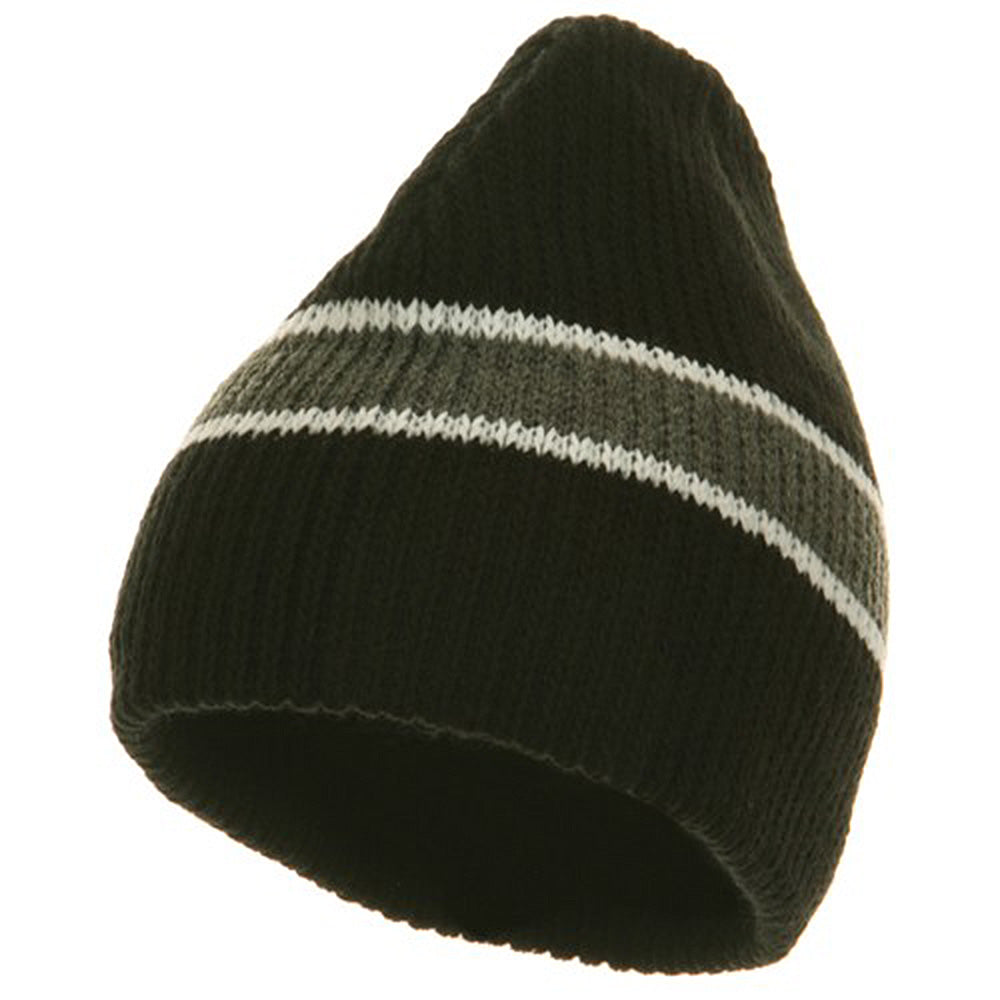 Center Stripe Beanie - Black Grey OSFM