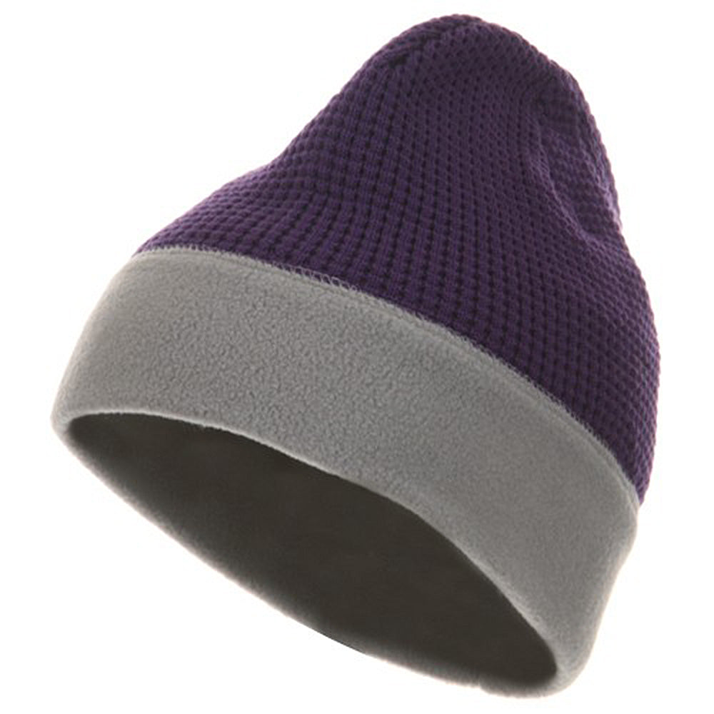Knit Fleece Combo Beanie - Purple Grey OSFM