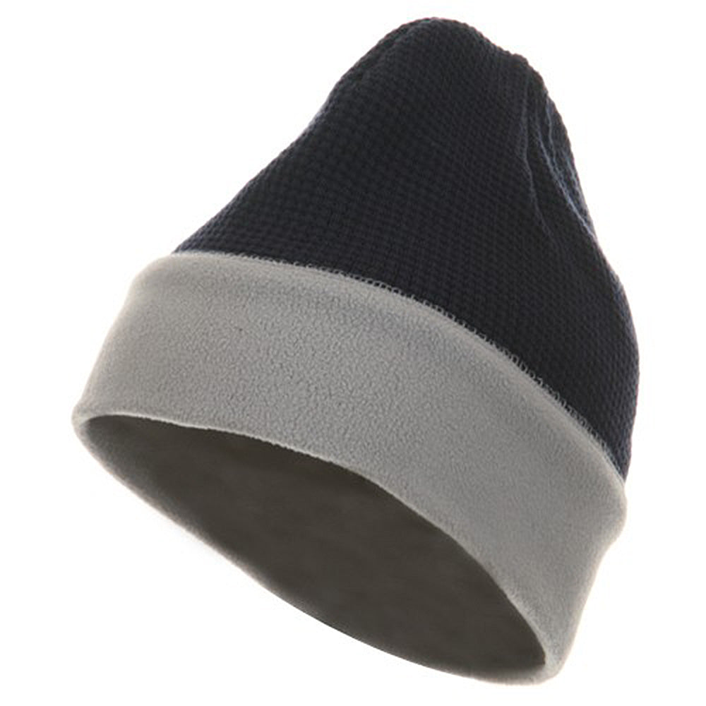 Knit Fleece Combo Beanie - Navy Grey OSFM