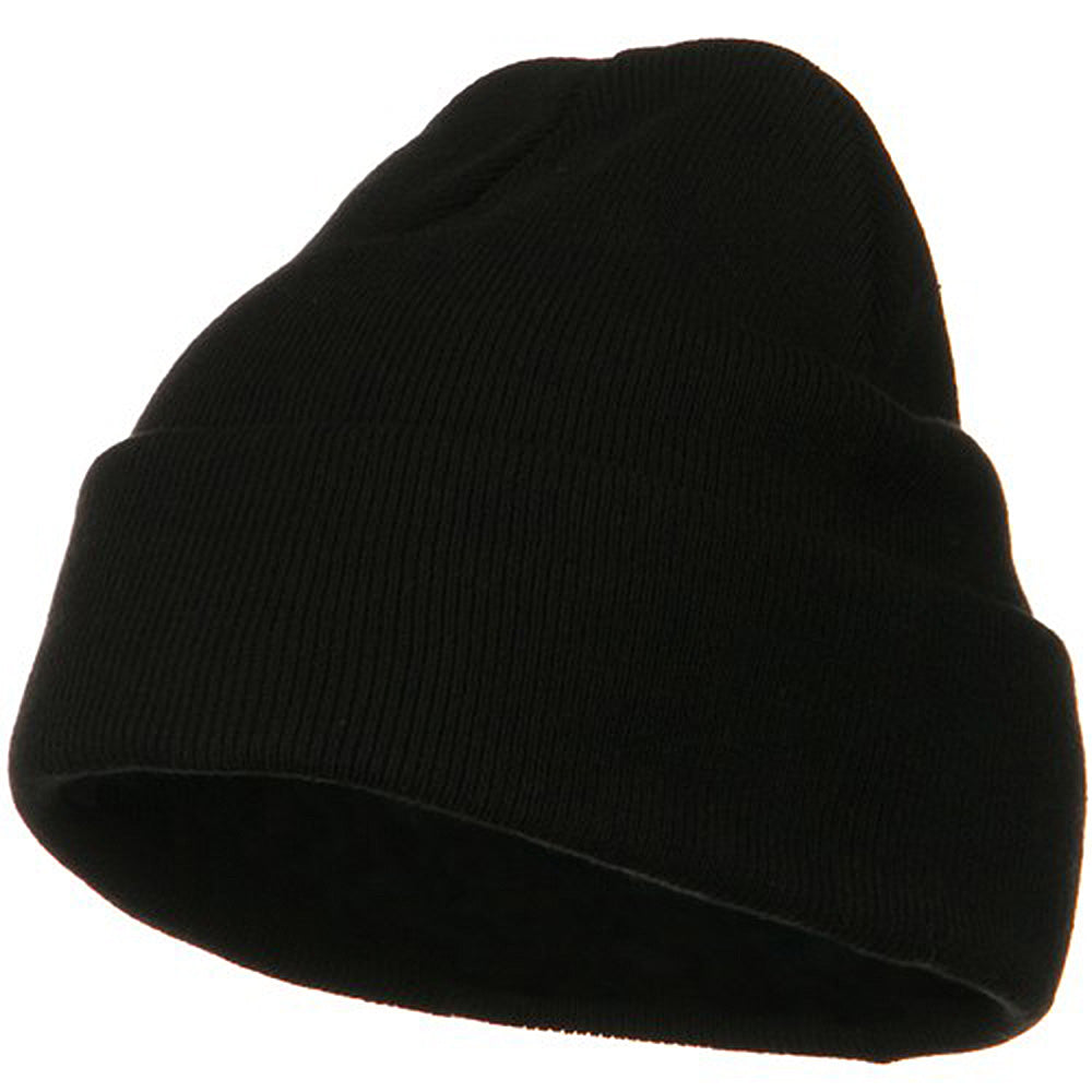 Big Size Superior Cotton Long Knitting Beanie - Black XL-3XL