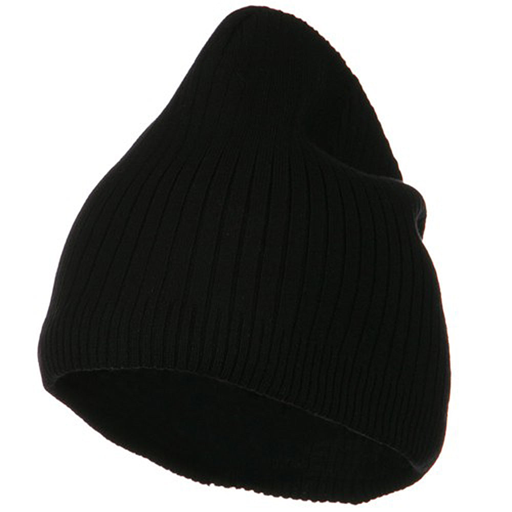 Big Stripe Ribbed Cotton Beanie - Black XL-3XL