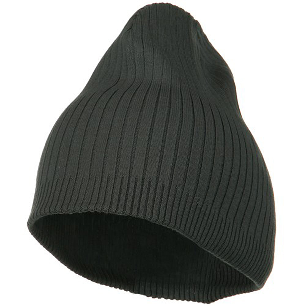 Big Stripe Ribbed Cotton Beanie - Charcoal XL-3XL