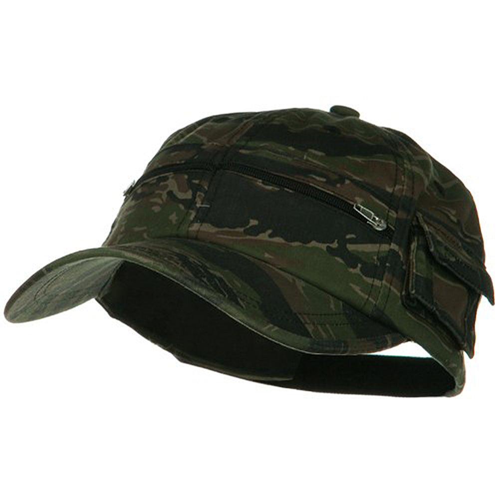 Casual Style Camo Washed Pocket Cap - Tiger OSFM