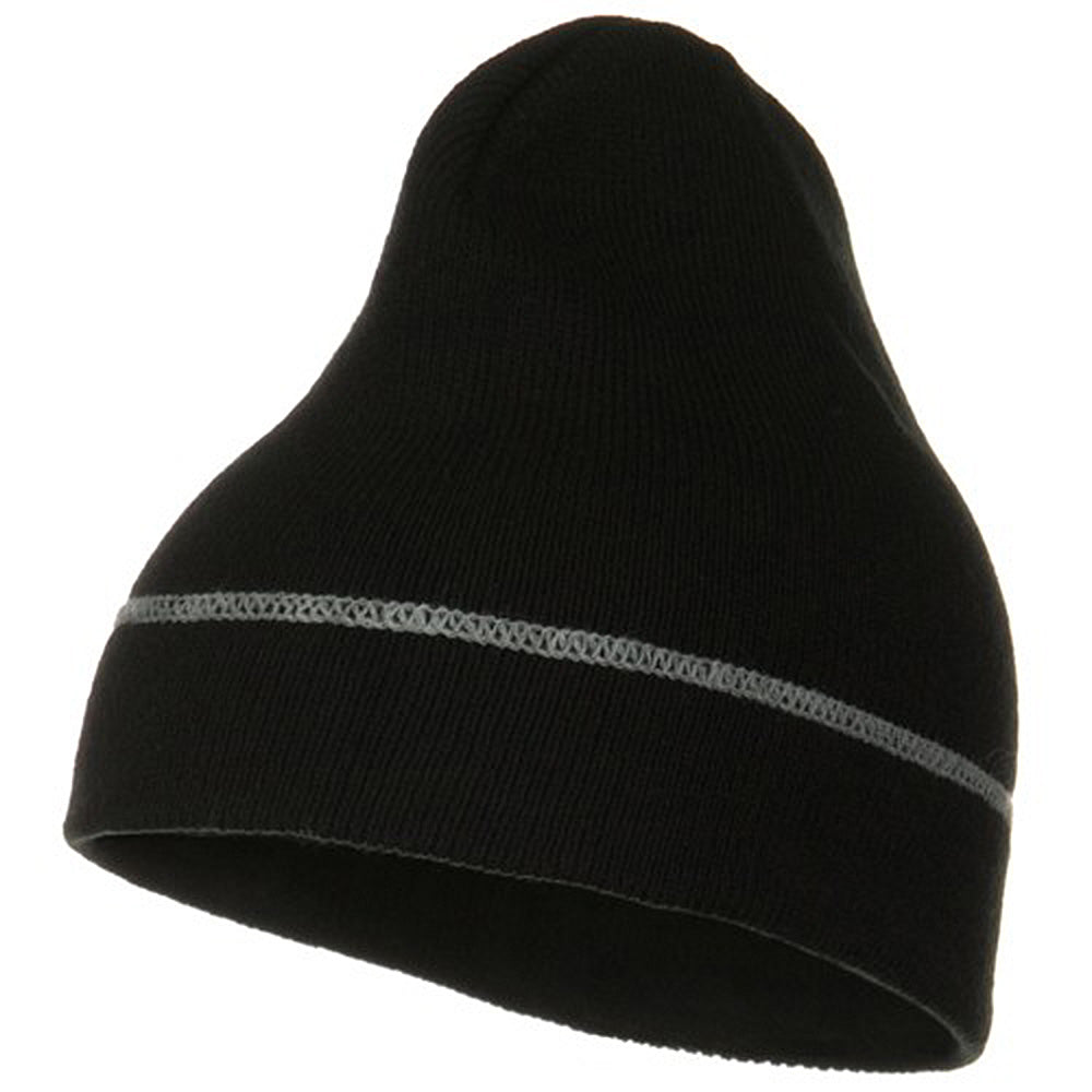 Contrast Stitched Solid Beanie - Black OSFM
