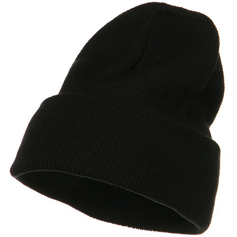 Plain Cuff XL Size Cotton Beanie - Black XL