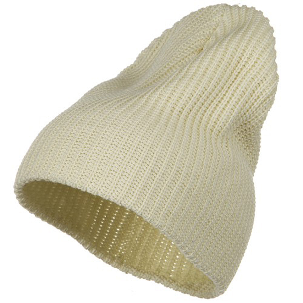 Ribbed Classic XL Size Cotton Beanie - Natural XL