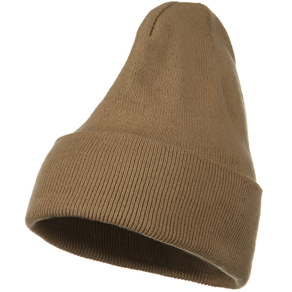 Big Stretch Plain Cuff Long Beanie - Sand XL-3XL