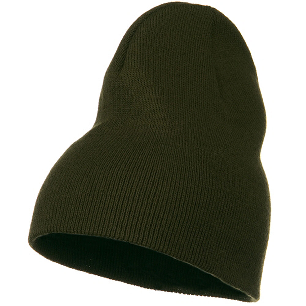 Big Stretch Plain Classic Short Beanie - Olive XL-2XL