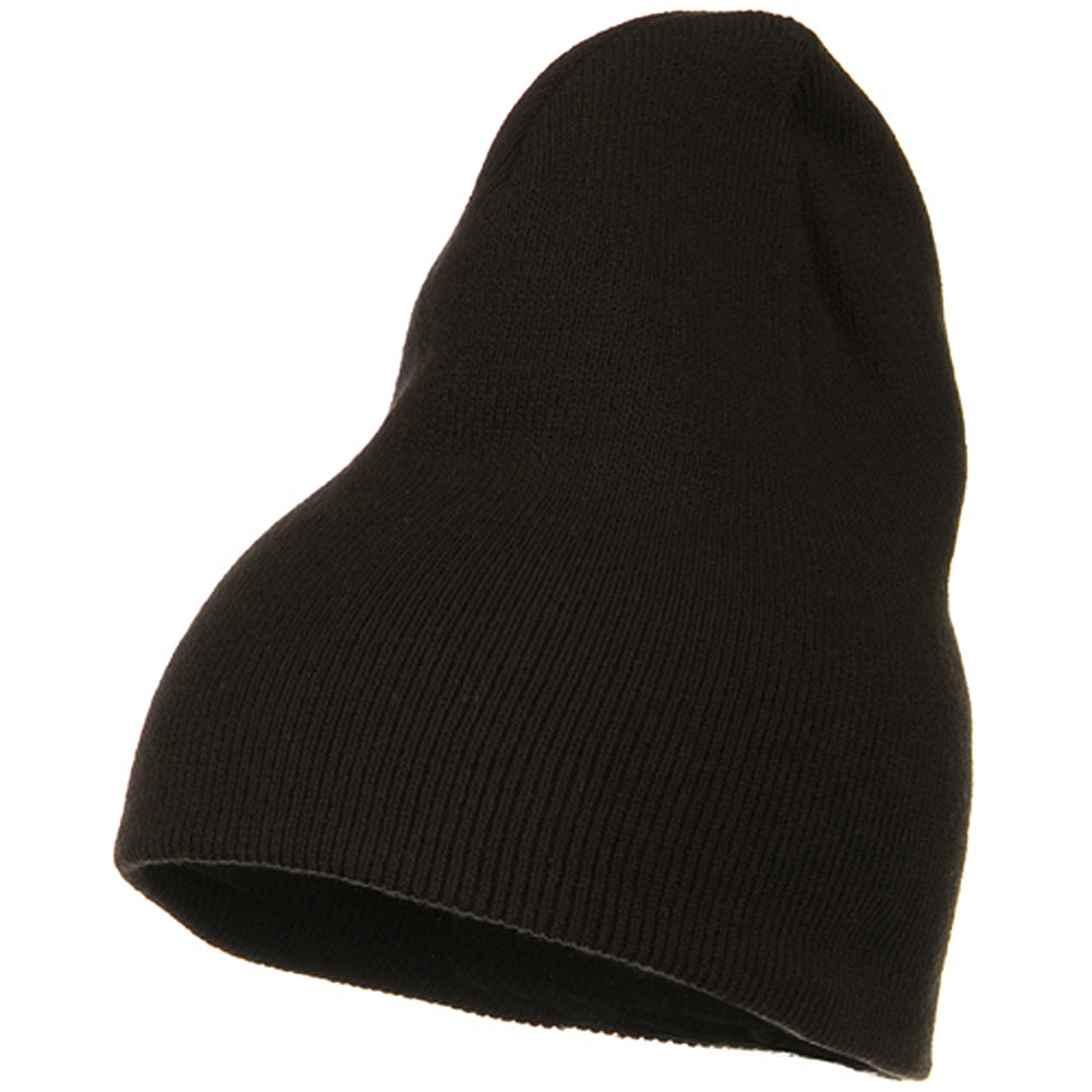 Big Stretch Plain Classic Short Beanie - Brown XL-2XL