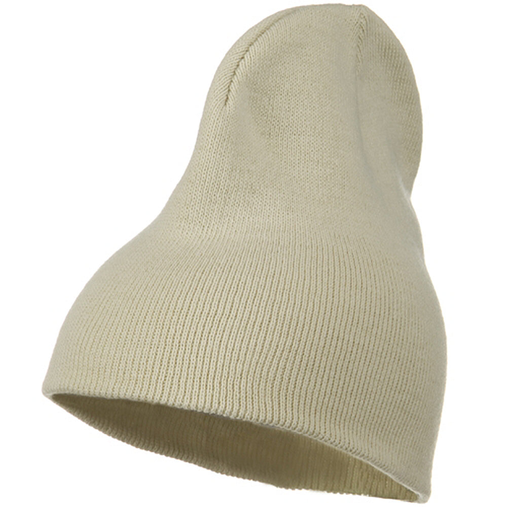 Big Stretch Plain Classic Short Beanie - Beige XL-2XL