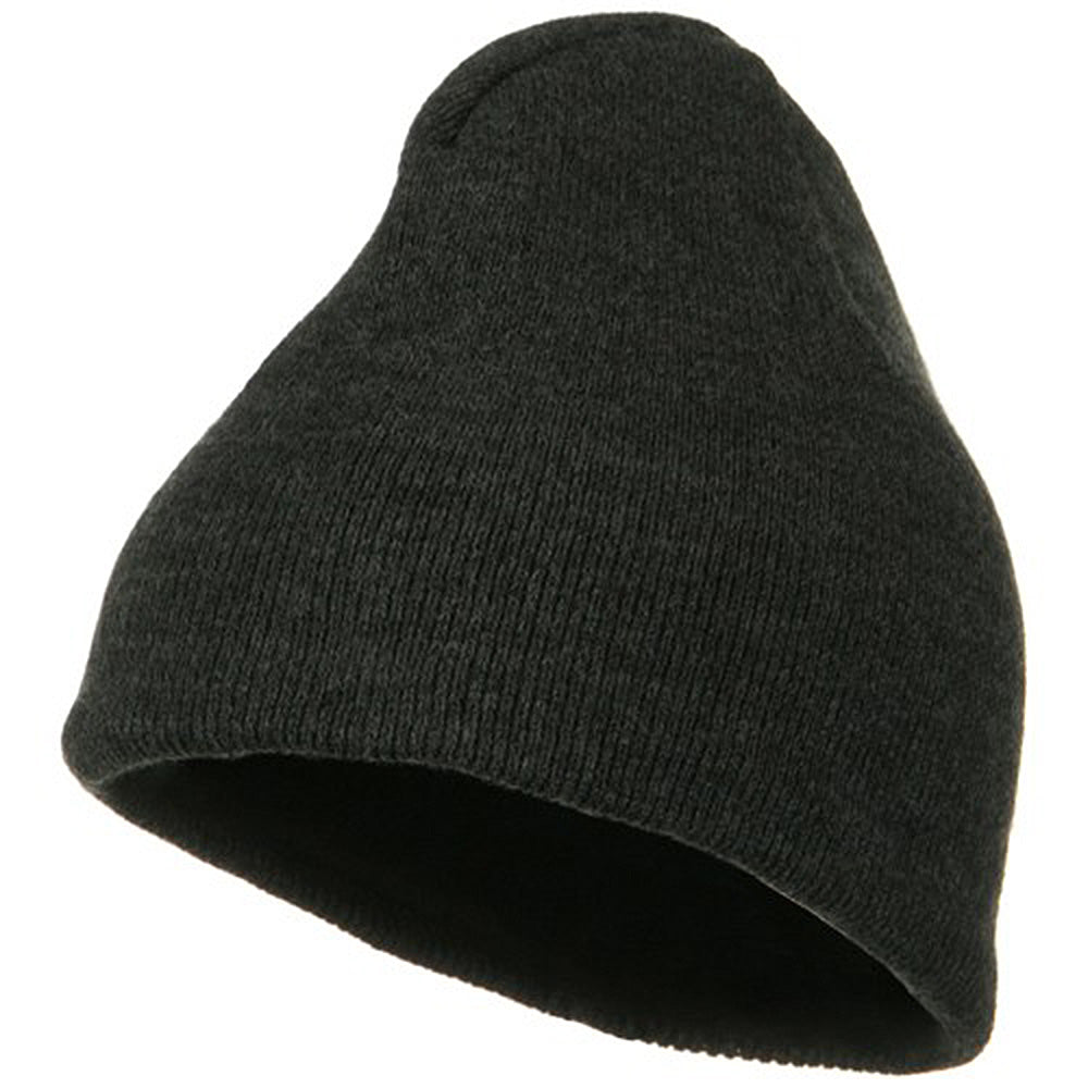 Fleece-Lined Plain Beanie - Charcoal OSFM