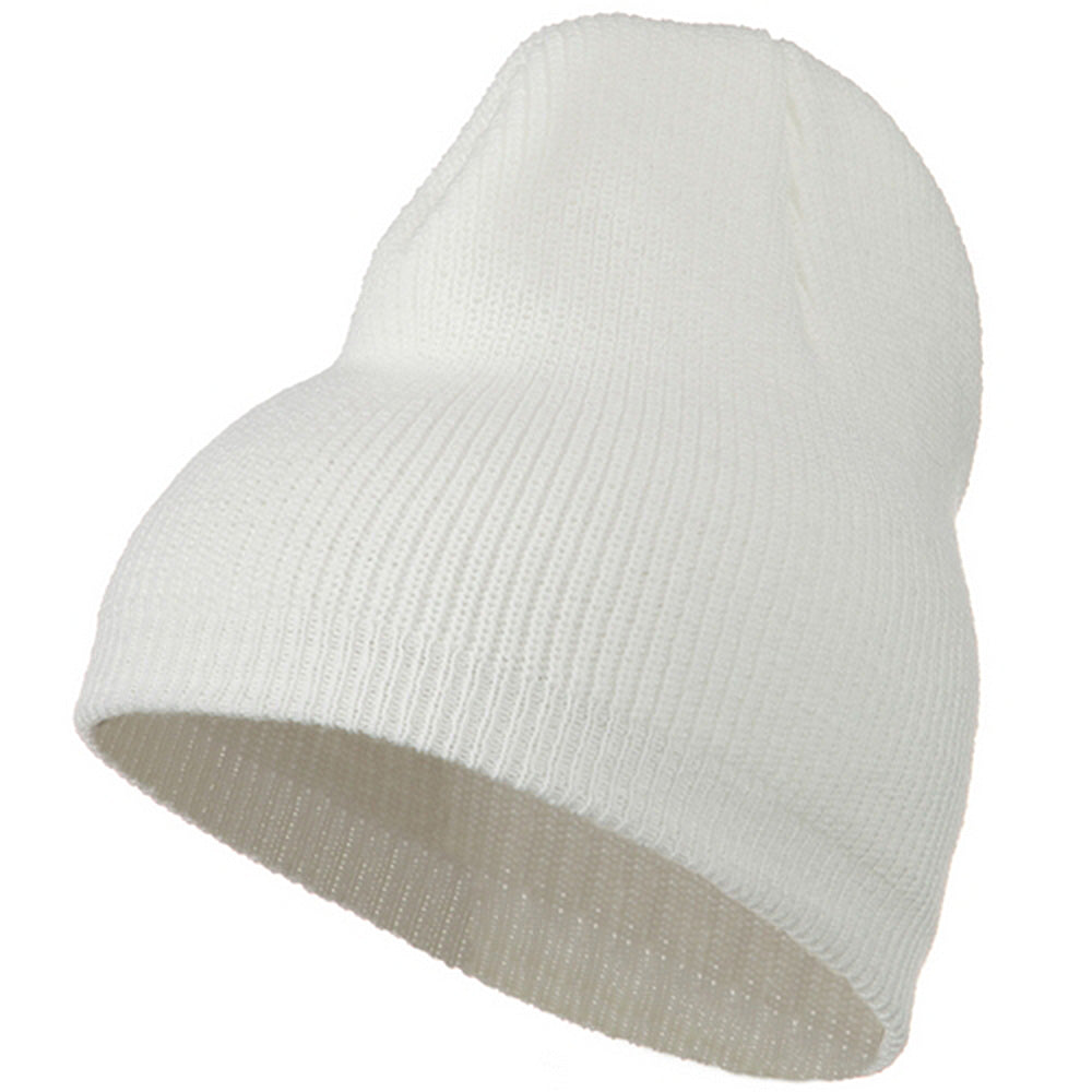 Big Size Rib Beanie with Bottom Band - White XL