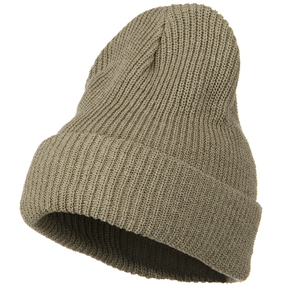 Eco Cotton Ribbed XL Cuff Beanie - Khaki XL