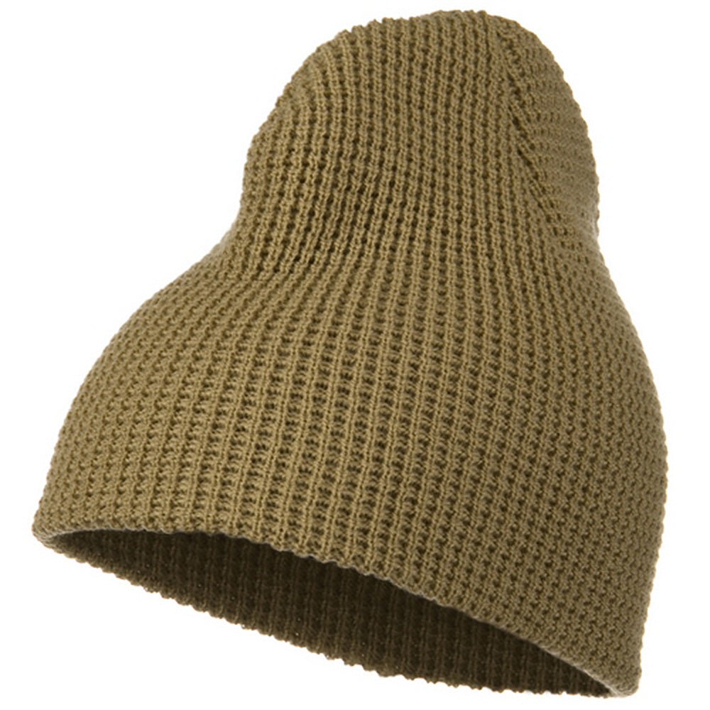 Big Stretch Waffle Stitch Short Beanie - Sand Khaki XL