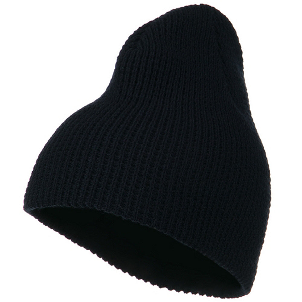 Big Stretch Waffle Stitch Short Beanie - Navy XL