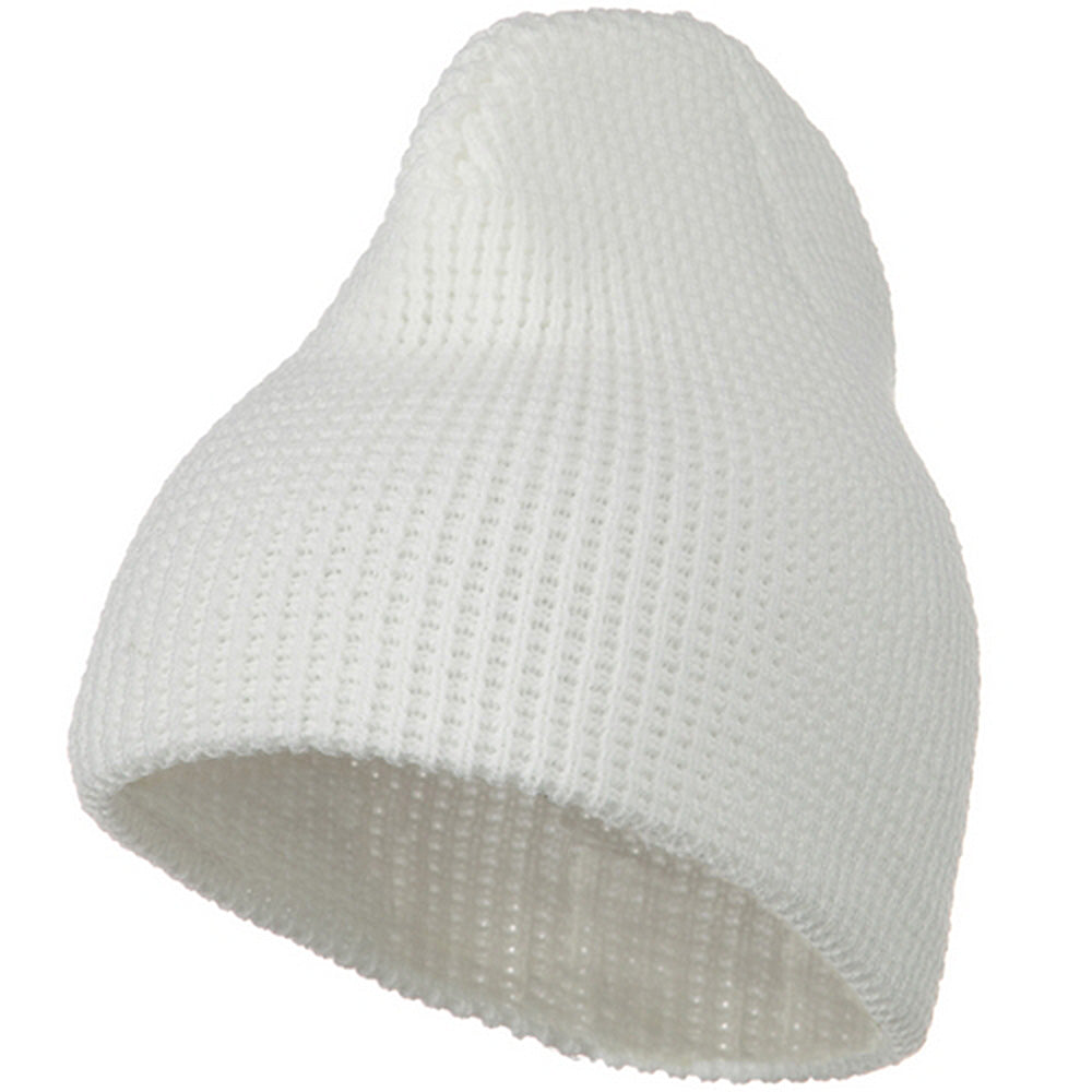 Big Stretch Waffle Stitch Short Beanie - White XL