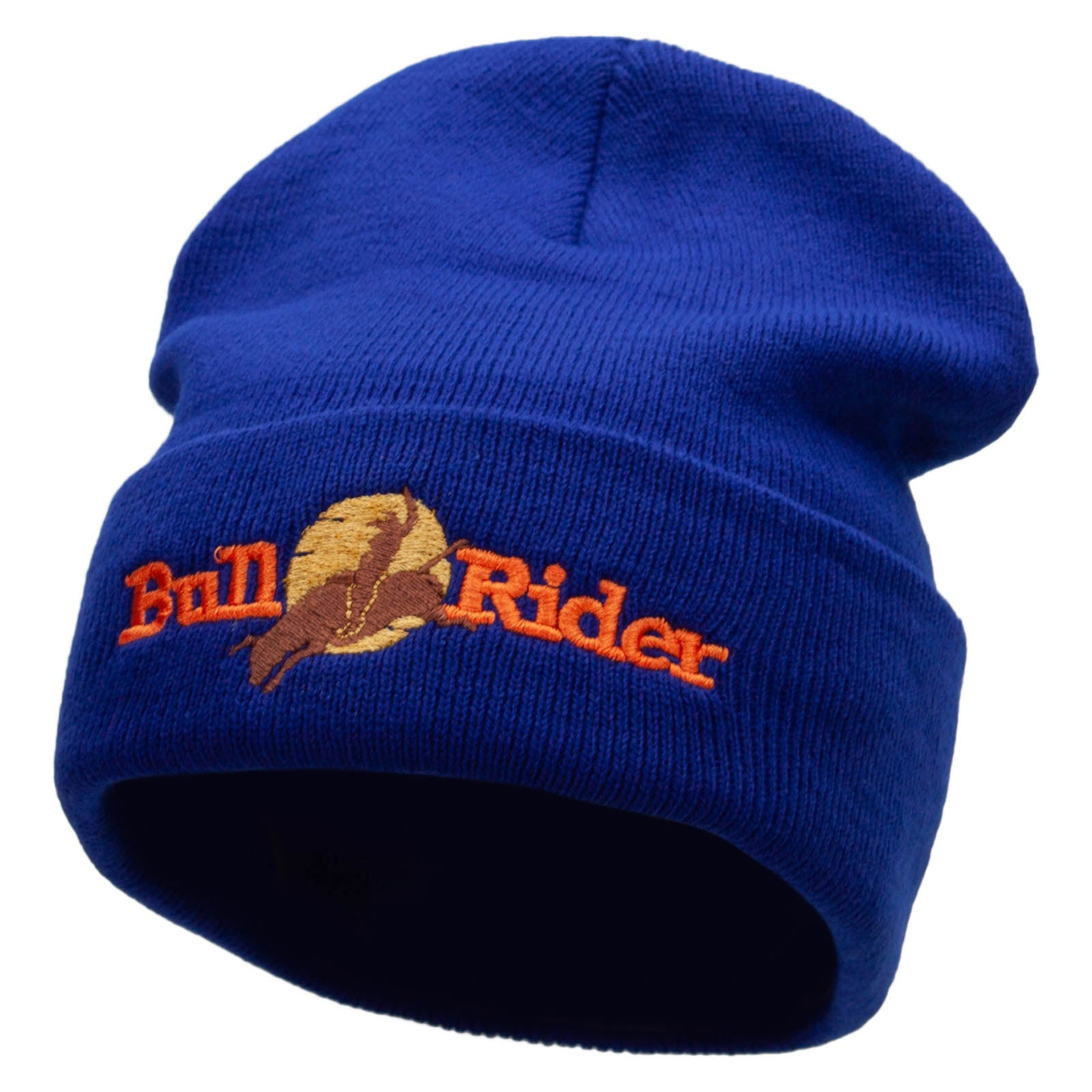Bull Rider Embroidered 12 Inch Long Knitted Beanie - Royal OSFM