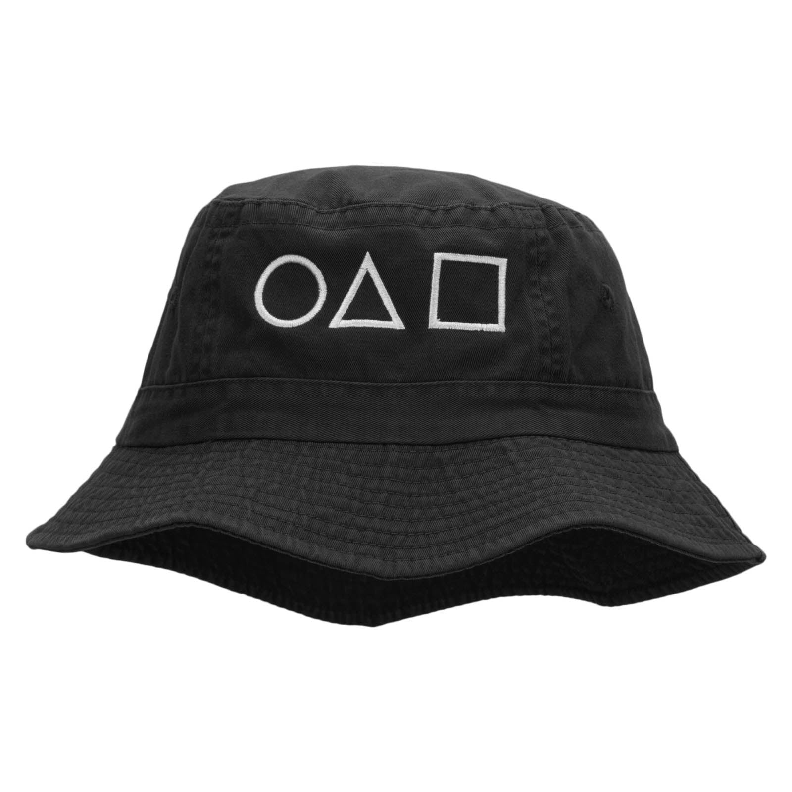 Circle Triangle Square Symbol Embroidered Bucket Hat - Black OSFM