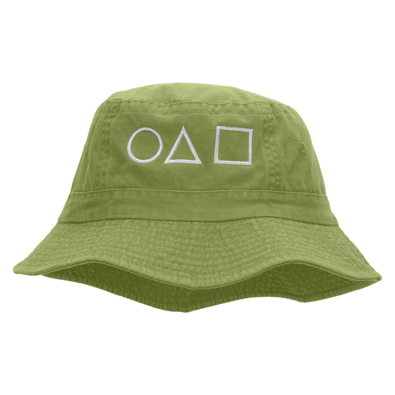 Circle Triangle Square Symbol Embroidered Bucket Hat - Apple Green OSFM