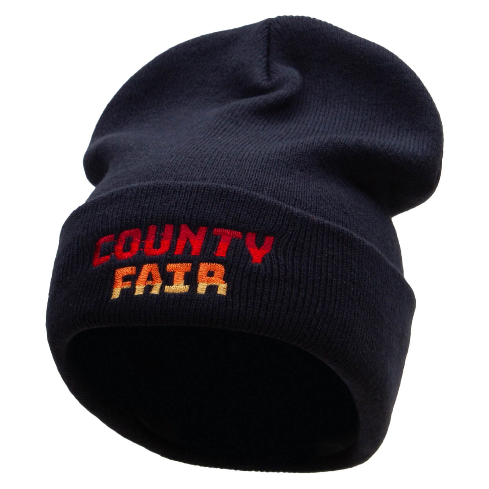 County Fair Embroidered 12 Inch Long Knitted Beanie - Navy OSFM