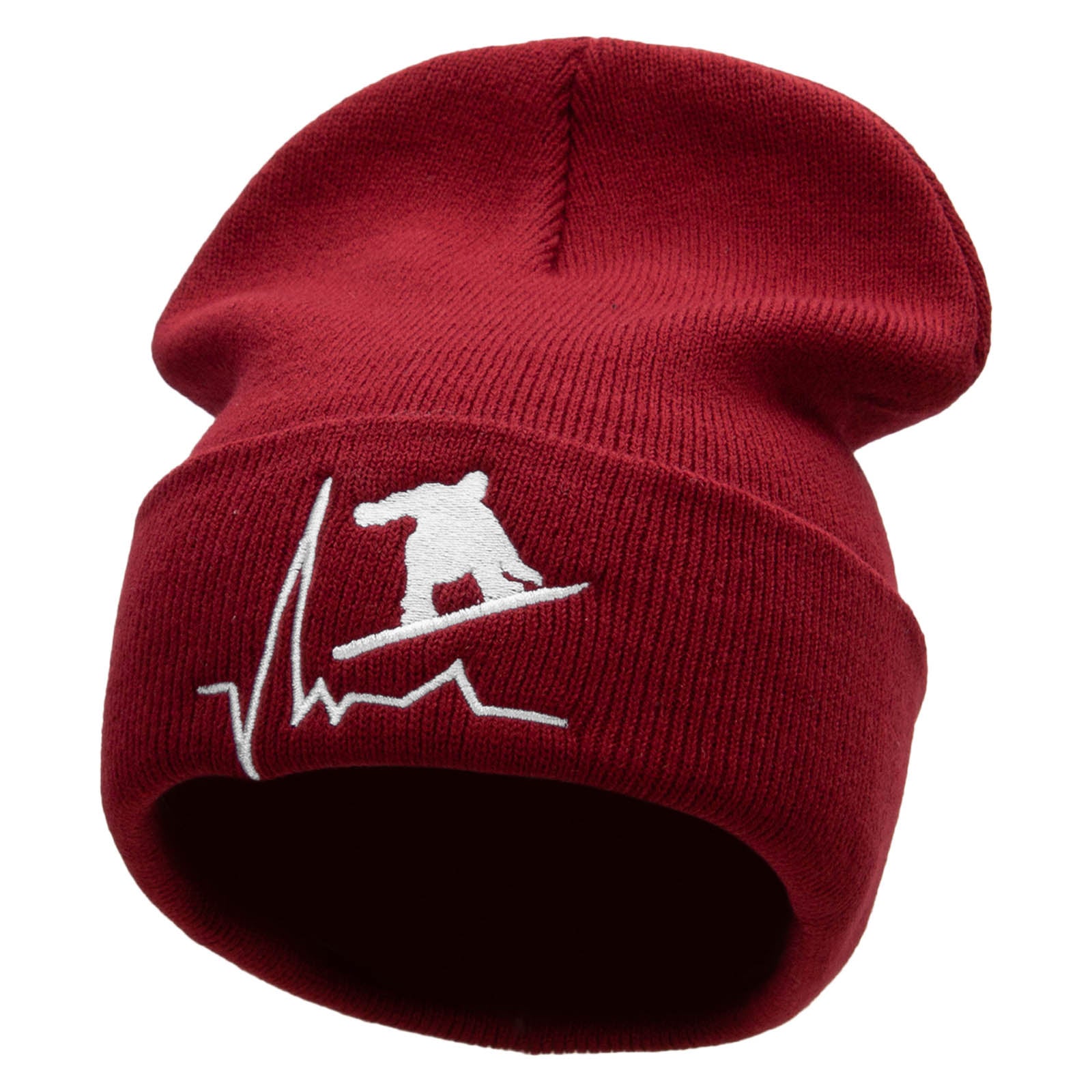 Snowboarding Life Embroidered 12 Inch Long Knitted Beanie - Maroon OSFM