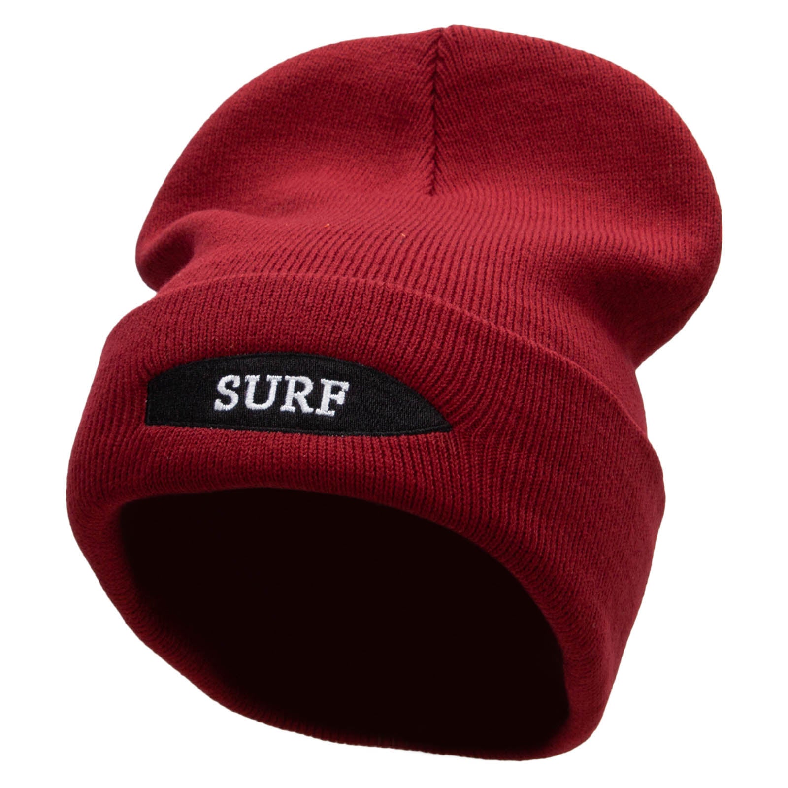 Surfboard Embroidered 12 Inch Long Knitted Beanie - Maroon OSFM