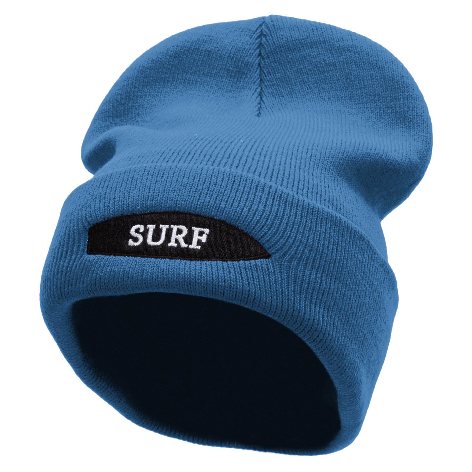 Surfboard Embroidered 12 Inch Long Knitted Beanie - Sky Blue OSFM