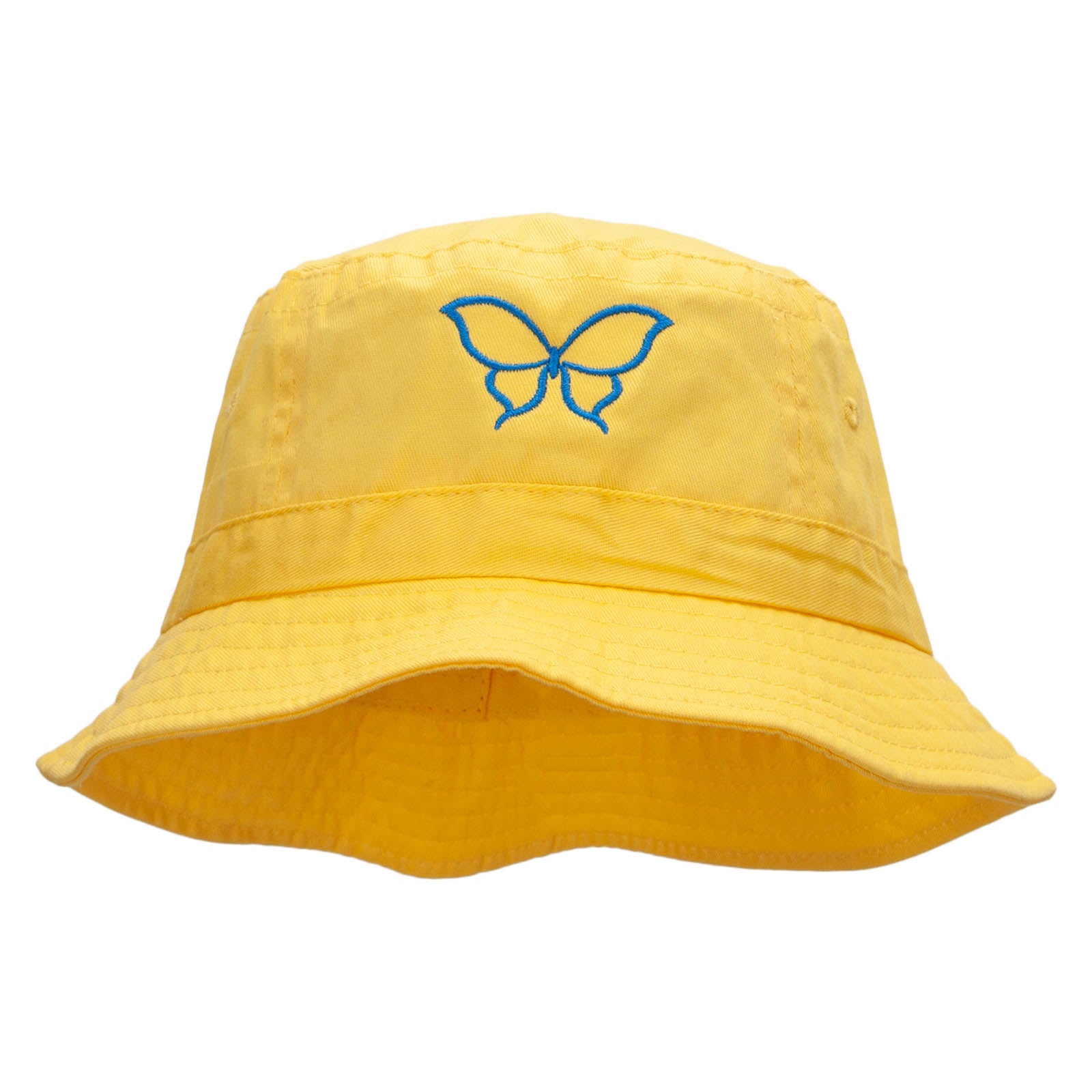 Butterfly Outline Embroidered Bucket Hat - Yellow OSFM