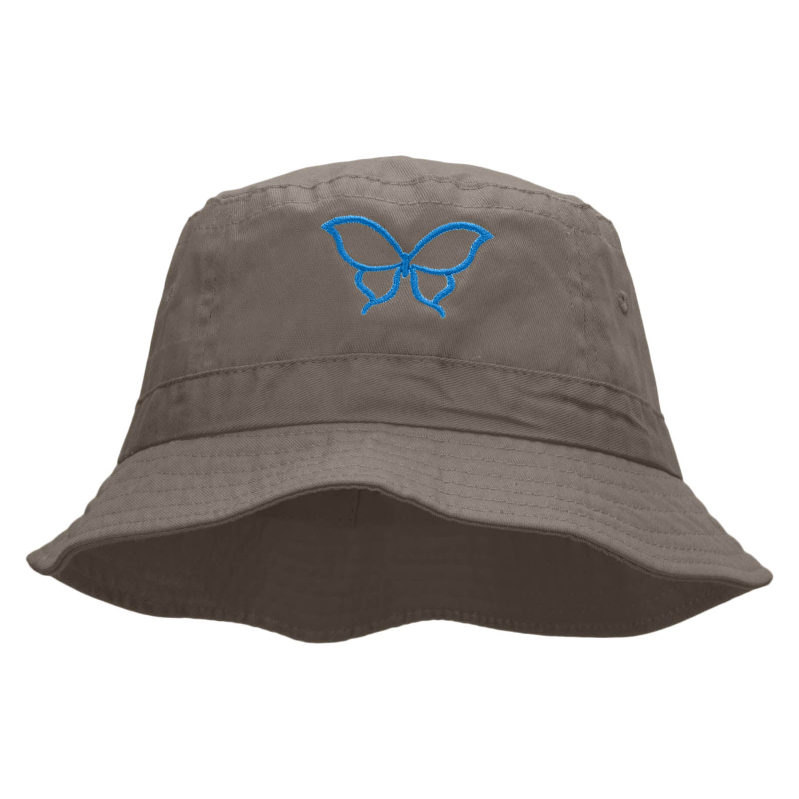 Butterfly Outline Embroidered Bucket Hat - Charcoal OSFM