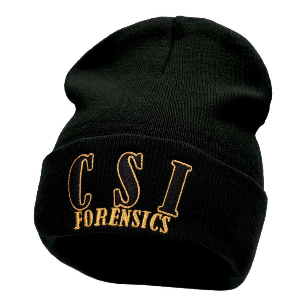 CSI Forensic Embroidered 12 Inch Long Knitted Beanie - Black OSFM