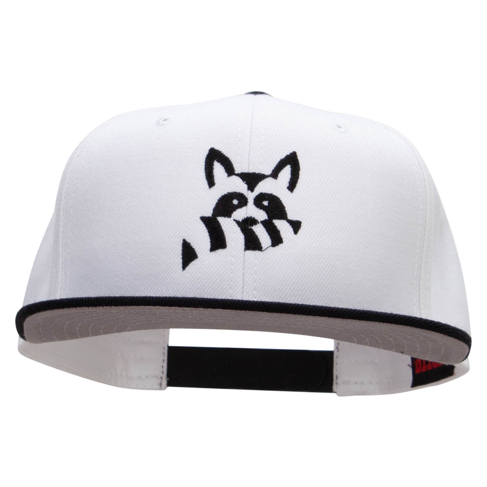 Raccoon Silhouette Embroidered Wool Blend Pro Style 2 Tone Snapback - Black White OSFM