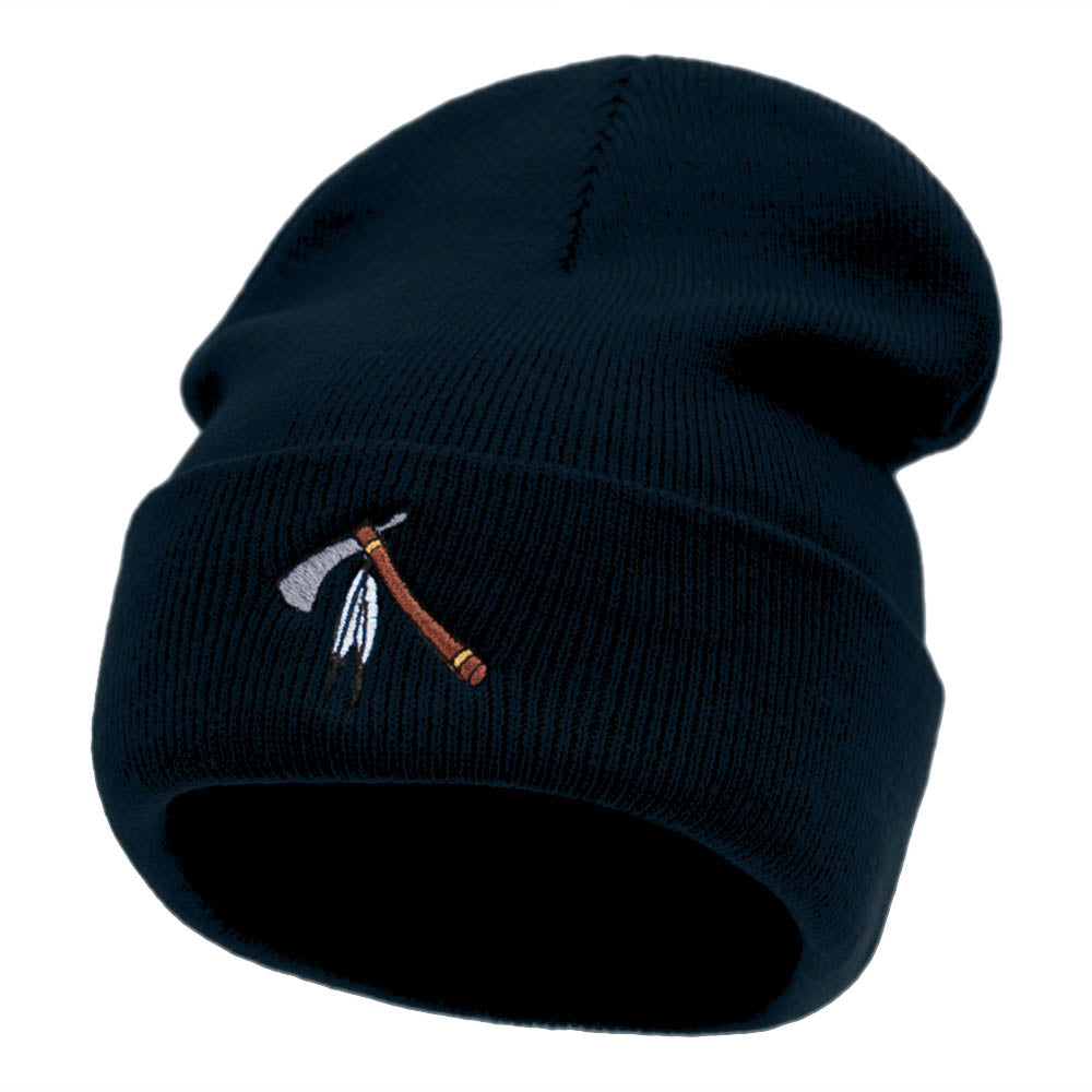 Tomahawk Embroidered 12 Inch Knitted Long Beanie - Navy OSFM