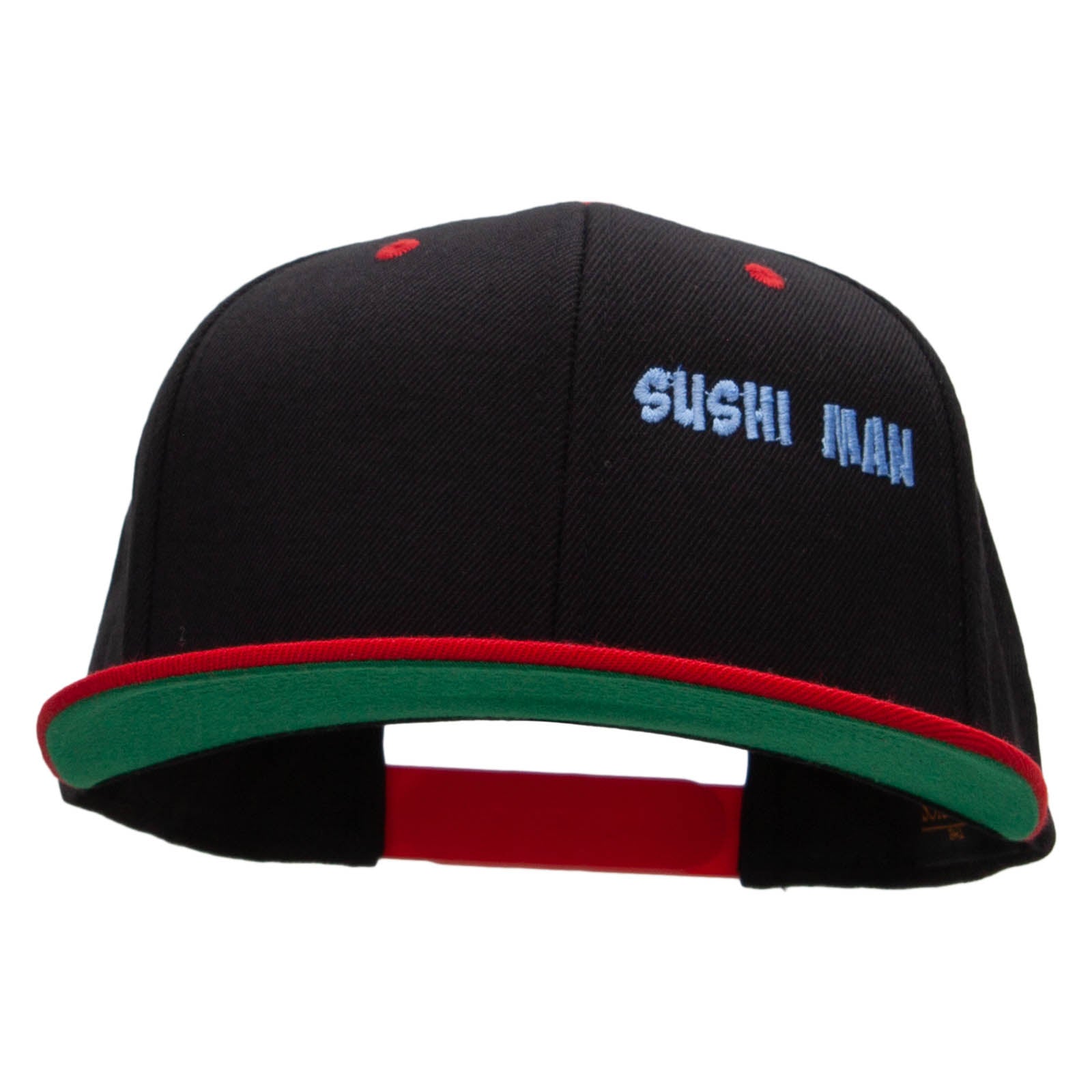 Sushi Man Embroidered Wool Blend Classic Snapback - Black Red OSFM