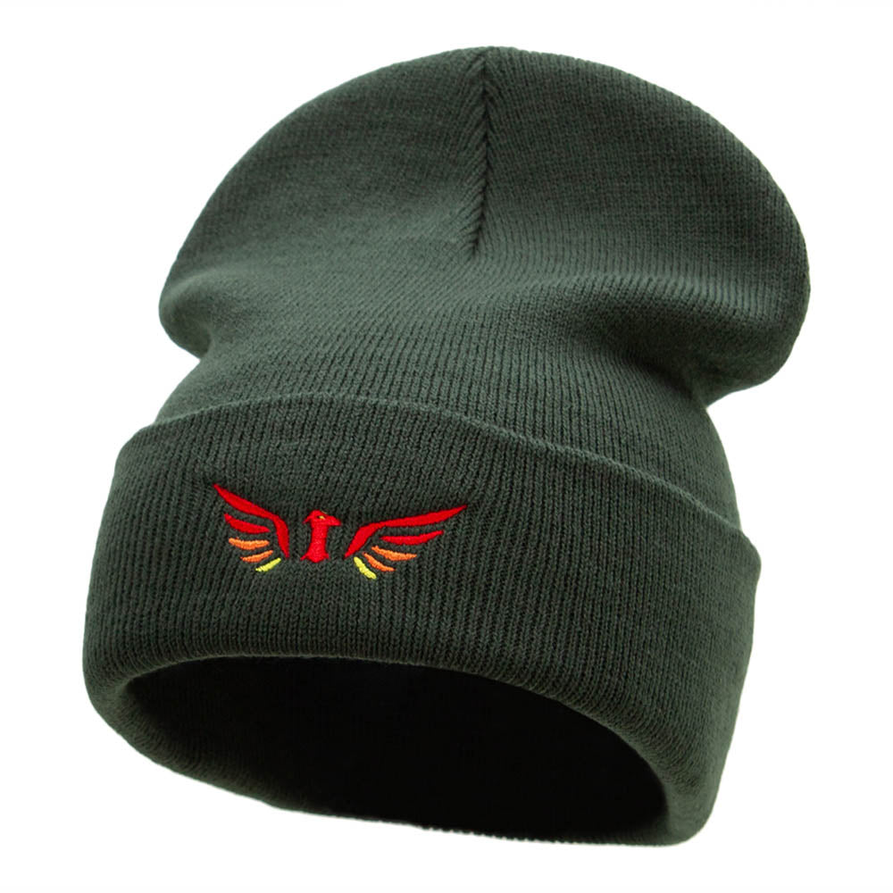 Phoenix Insignia Embroidered 12 Inch Knitted Long Beanie - Olive OSFM
