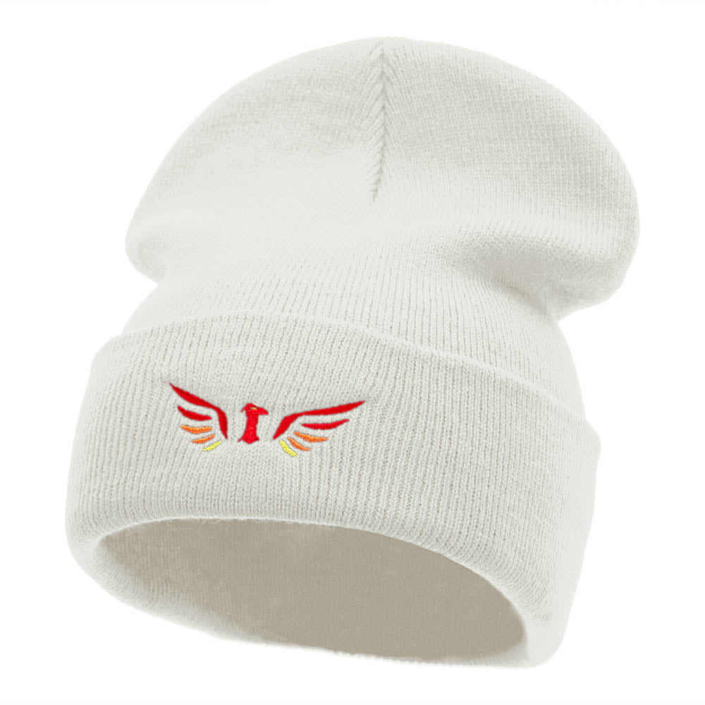 Phoenix Insignia Embroidered 12 Inch Knitted Long Beanie - White OSFM