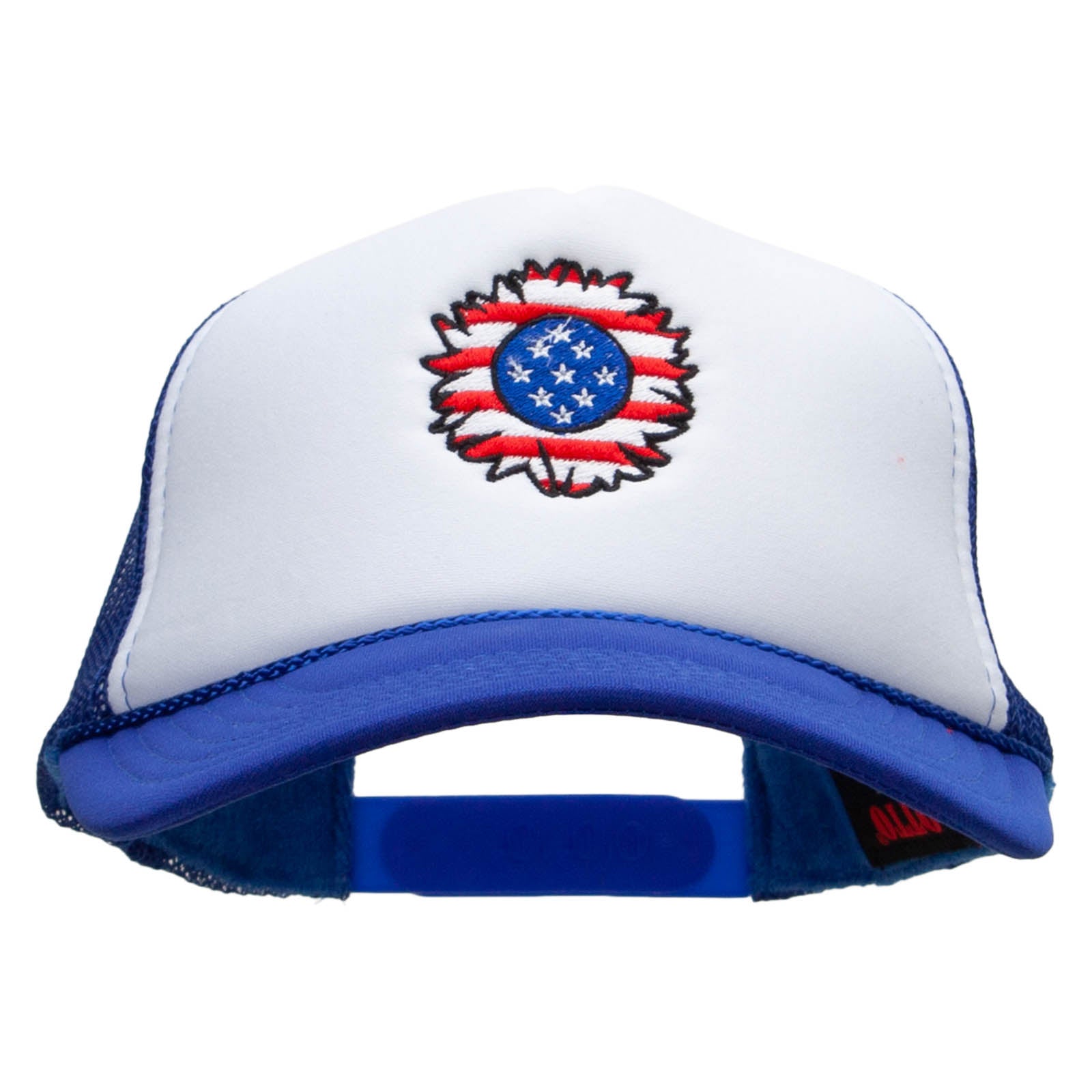 United Flower Embroidered Foam Panel Mesh Snapback - Royal White OSFM