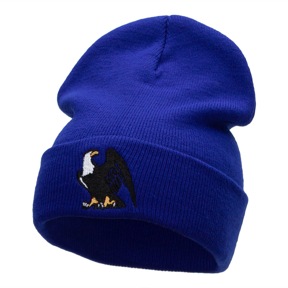 Majestic Eagle Embroidered 12 Inch Long Knitted Beanie - Royal OSFM