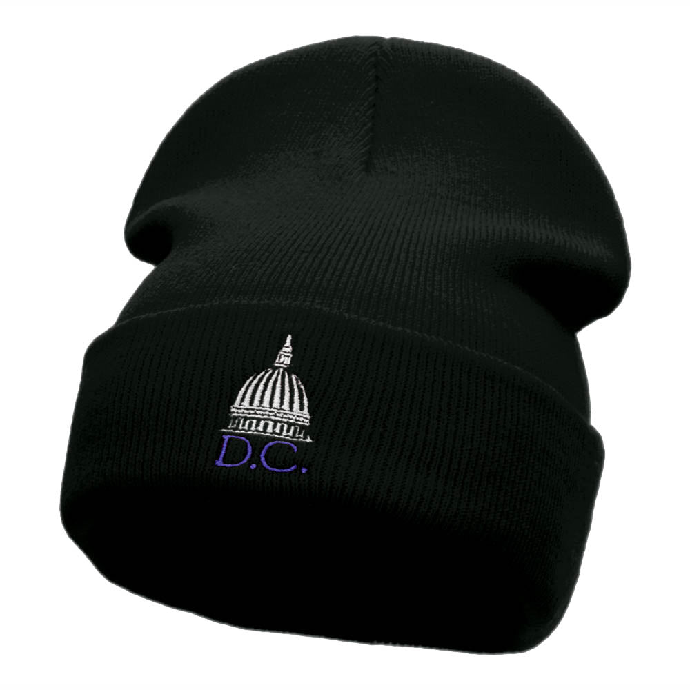 DC Capitol Embroidered 12 Inch Knitted Long Beanie - Black OSFM